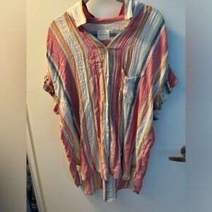 American Eagle Short Sleeved Button Down l Multicoloured | Barely Worn | XL